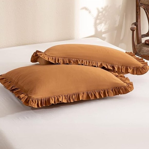 Chai Latte King Size Bed Comforter Set Shams Bedding Orange Pumpkin Spice New - Picture 7 of 11